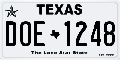 TX license plate DOE1248