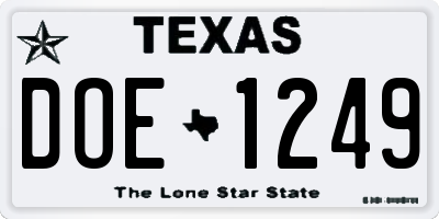 TX license plate DOE1249