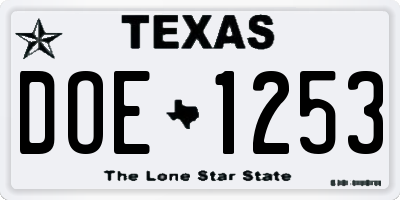TX license plate DOE1253