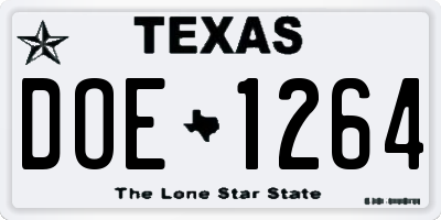 TX license plate DOE1264