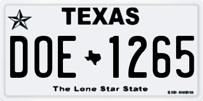 TX license plate DOE1265