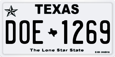 TX license plate DOE1269