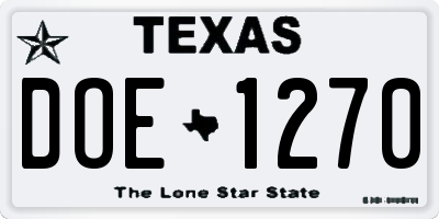TX license plate DOE1270