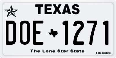 TX license plate DOE1271