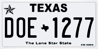 TX license plate DOE1277