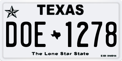 TX license plate DOE1278