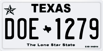 TX license plate DOE1279