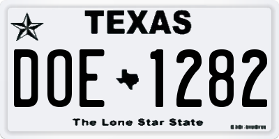 TX license plate DOE1282