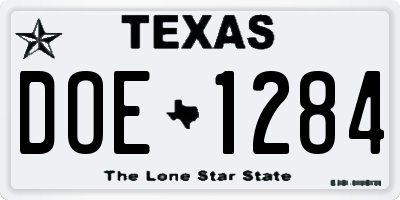 TX license plate DOE1284