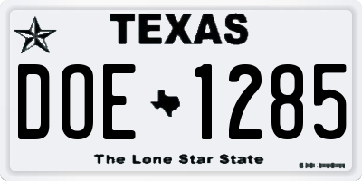 TX license plate DOE1285