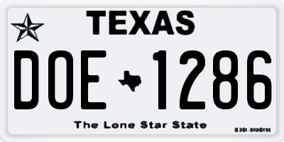 TX license plate DOE1286