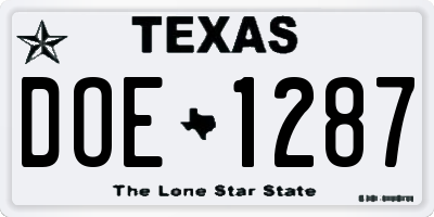 TX license plate DOE1287