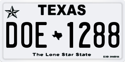 TX license plate DOE1288