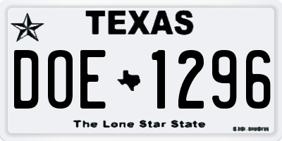 TX license plate DOE1296