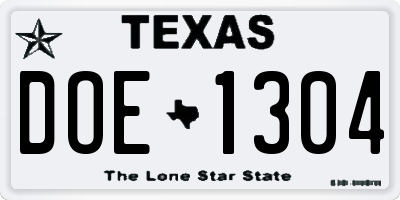 TX license plate DOE1304