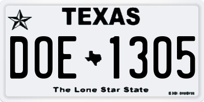 TX license plate DOE1305