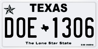 TX license plate DOE1306