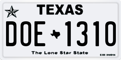 TX license plate DOE1310