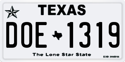 TX license plate DOE1319