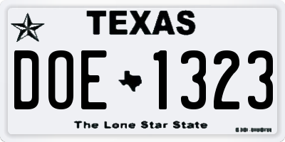 TX license plate DOE1323