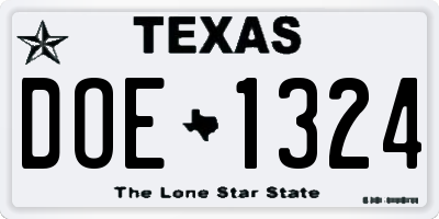 TX license plate DOE1324