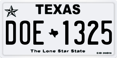 TX license plate DOE1325