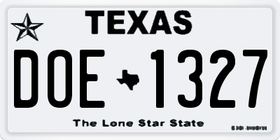 TX license plate DOE1327