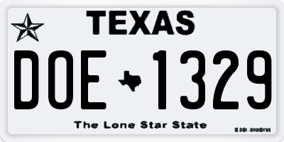 TX license plate DOE1329