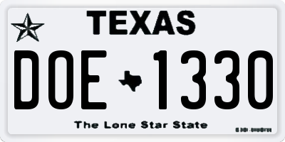 TX license plate DOE1330
