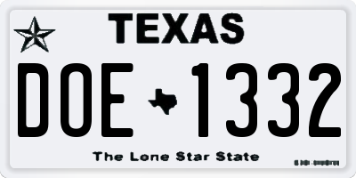 TX license plate DOE1332