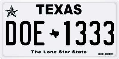 TX license plate DOE1333