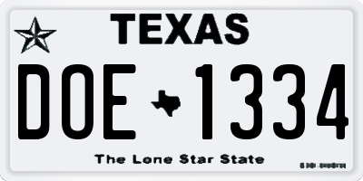 TX license plate DOE1334