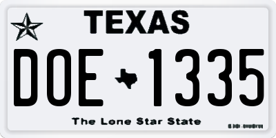 TX license plate DOE1335