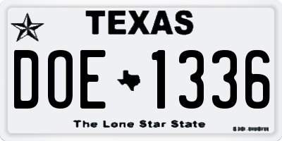 TX license plate DOE1336