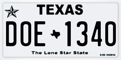 TX license plate DOE1340
