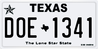 TX license plate DOE1341