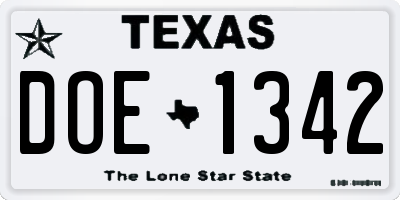 TX license plate DOE1342