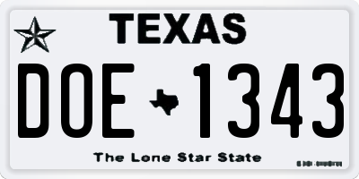 TX license plate DOE1343