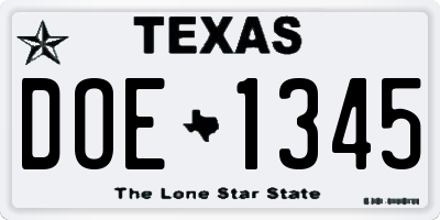 TX license plate DOE1345