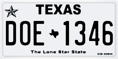 TX license plate DOE1346