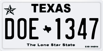 TX license plate DOE1347