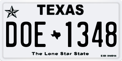 TX license plate DOE1348