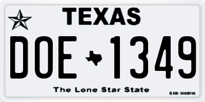 TX license plate DOE1349