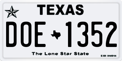 TX license plate DOE1352