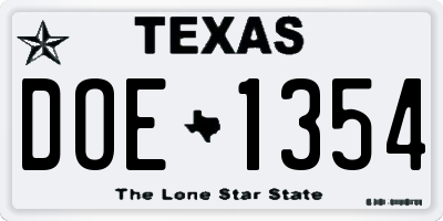 TX license plate DOE1354