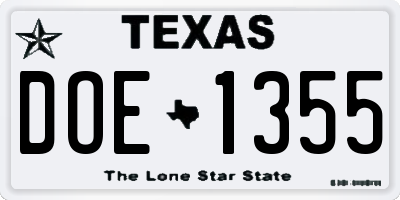 TX license plate DOE1355