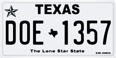 TX license plate DOE1357