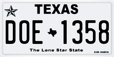 TX license plate DOE1358