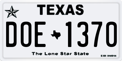 TX license plate DOE1370