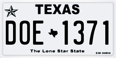 TX license plate DOE1371